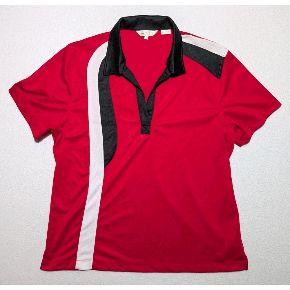 Vintage Monterey‎ Club Polo Shirt XL Red Black Colorblock Retro Golf
